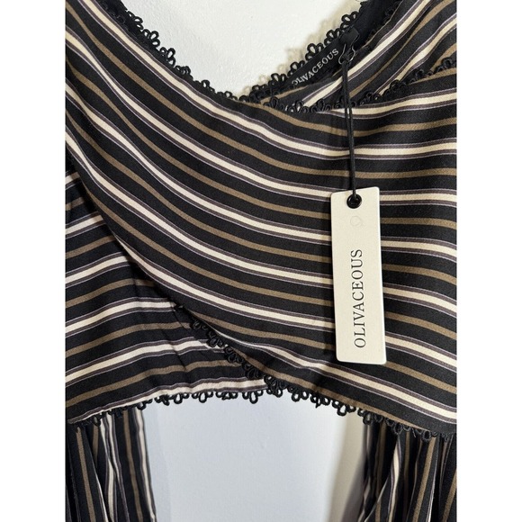 Olivaceous Long Sleeve Tube Top Sz M Stripe Zip Boho Hippie Vibe - Picture 6 of 9